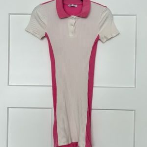 Zara Pink & White Polo Dress